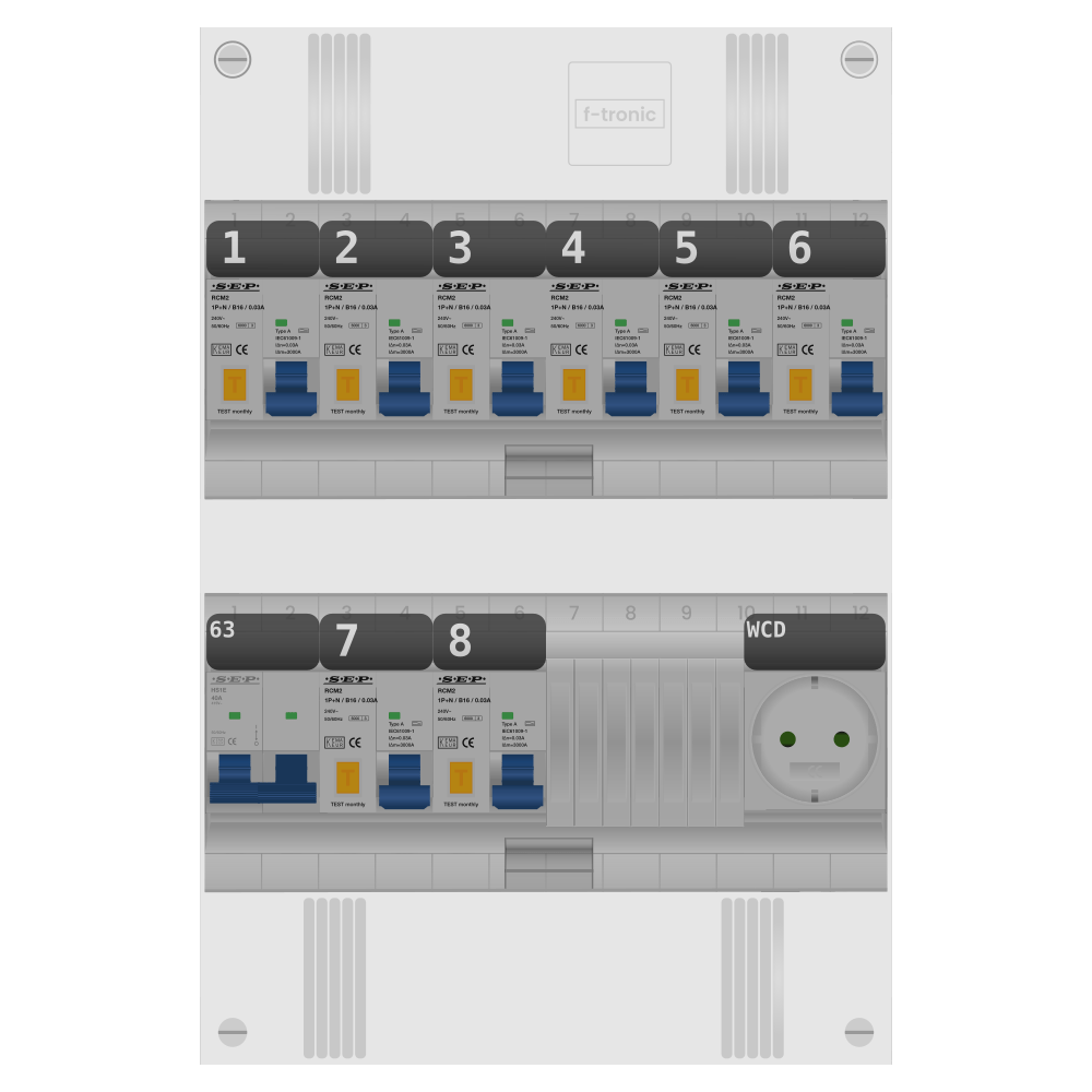 SEP Pro Groepenkast PV-ready 63A 1 fase 8 alamat + wcd