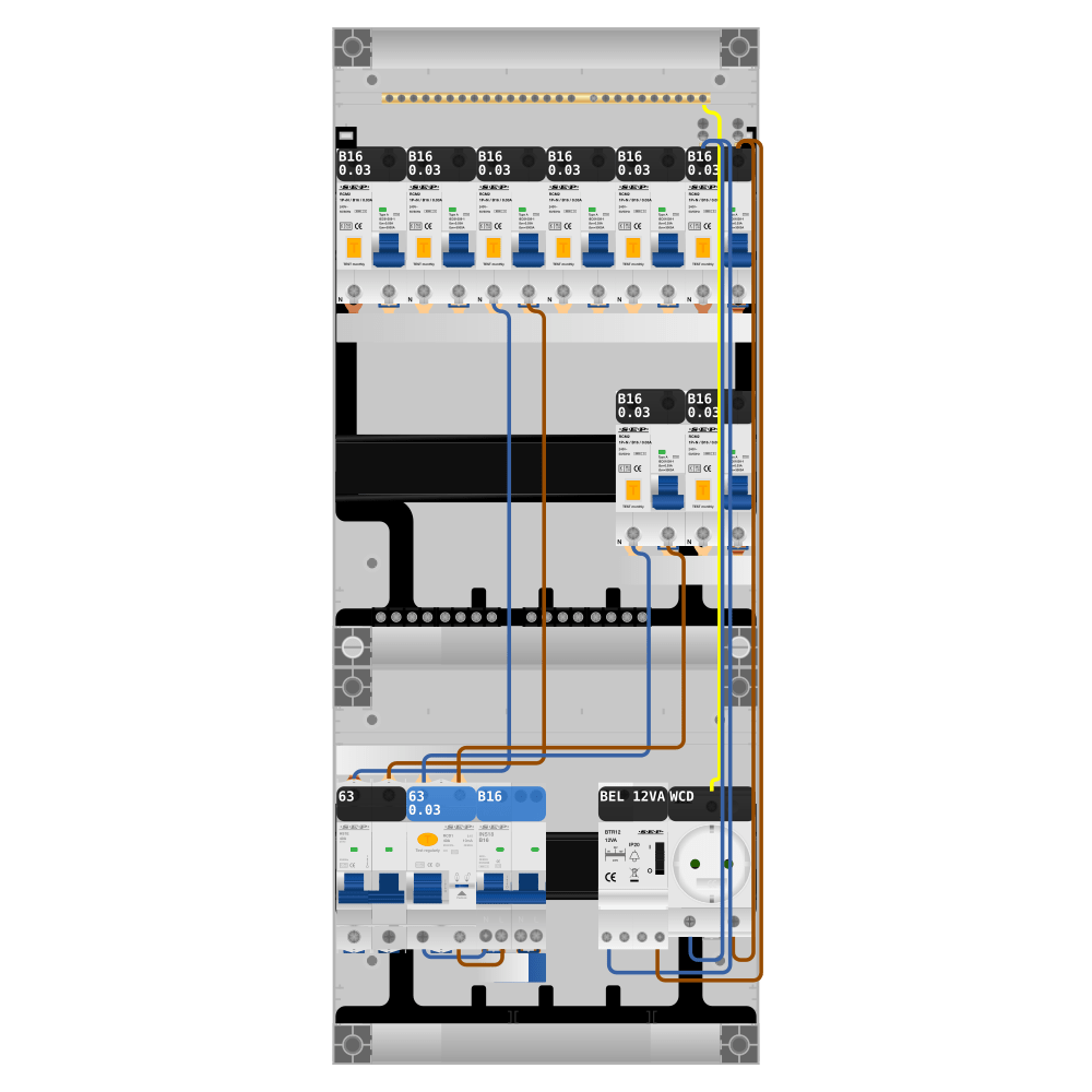 SEP Pro Groepenkast PV-ready 63A 1 fase 8 alamat + beltrafo + wcd + kookgroep