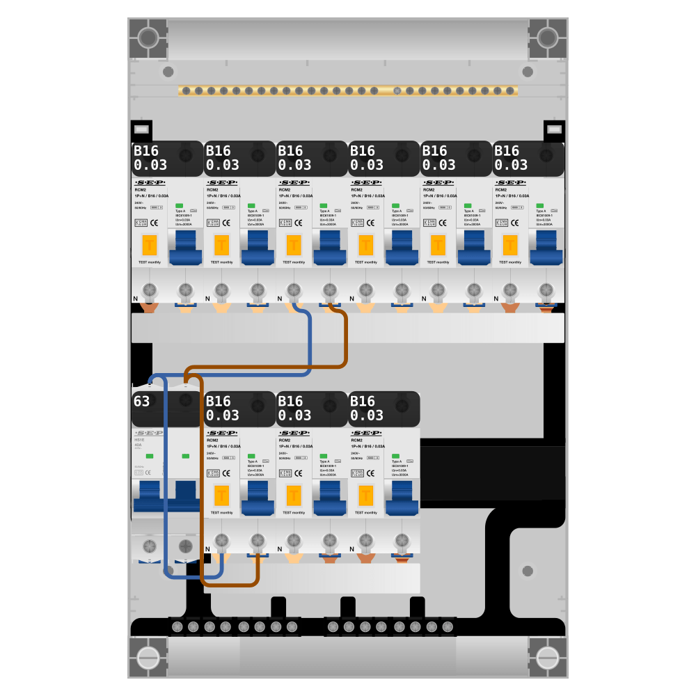 SEP Pro Groepenkast PV-ready 63A 1 fase 9 alamat