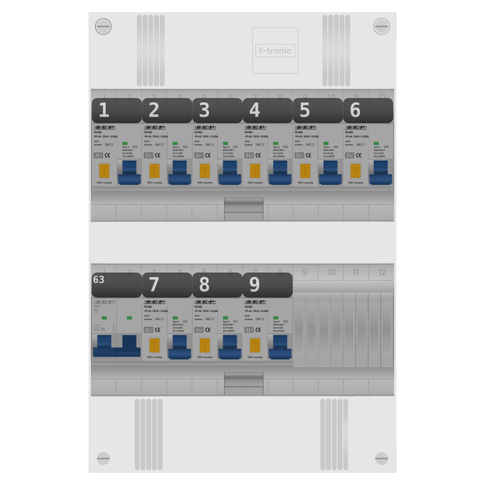 SEP Pro Groepenkast PV-ready 63A 1 fase 9 alamat