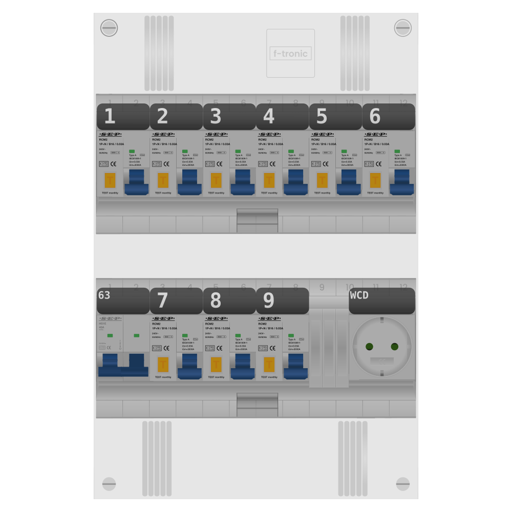 SEP Pro Groepenkast PV-ready 63A 1 fase 9 alamat + wcd