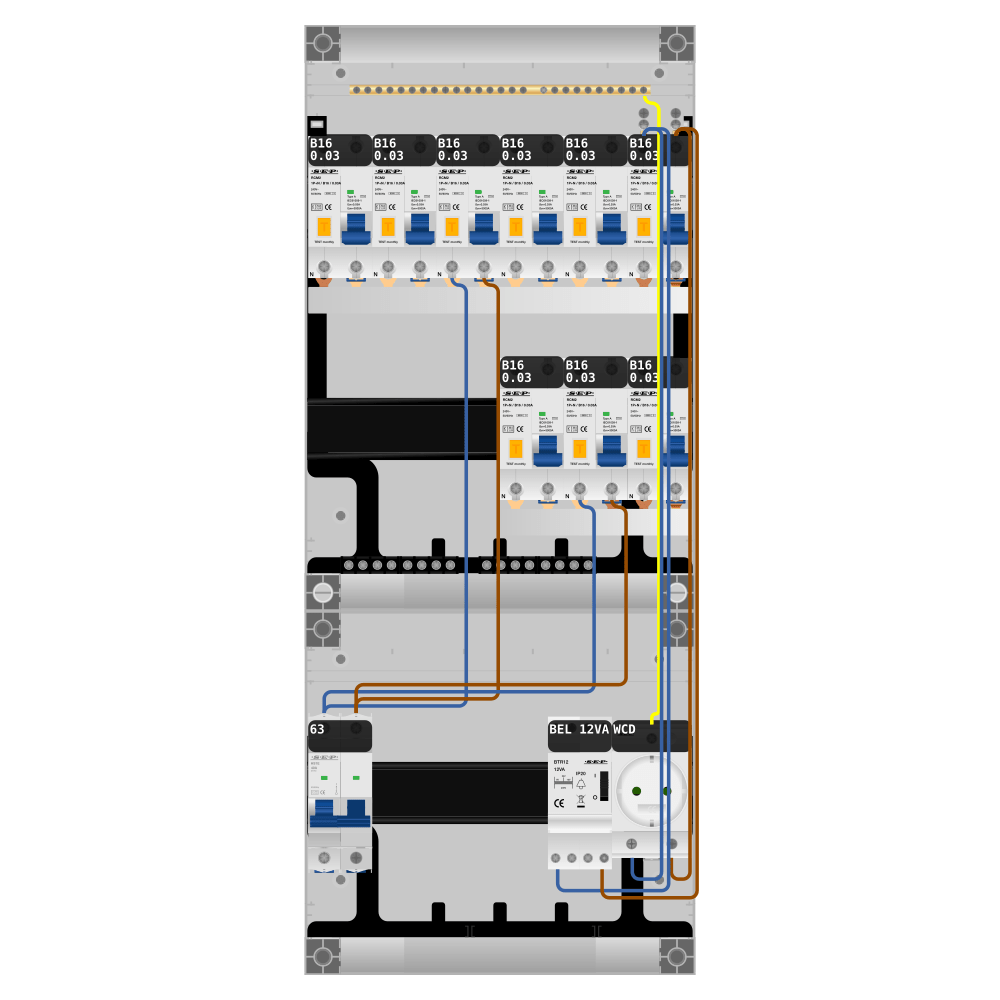 SEP Pro Groepenkast PV-ready 63A 1 fase 9 alamat + beltrafo + wcd
