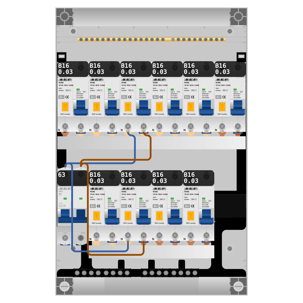 SEP Pro Groepenkast PV-ready 63A 1 fase 10 alamat