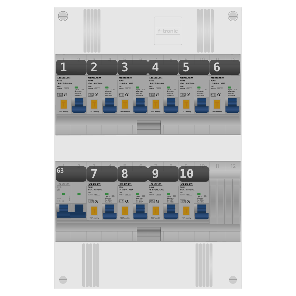 SEP Pro Groepenkast PV-ready 63A 1 fase 10 alamat
