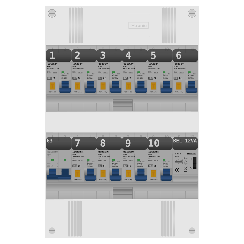 SEP Pro Groepenkast PV-ready 63A 1 fase 10 alamat + beltrafo