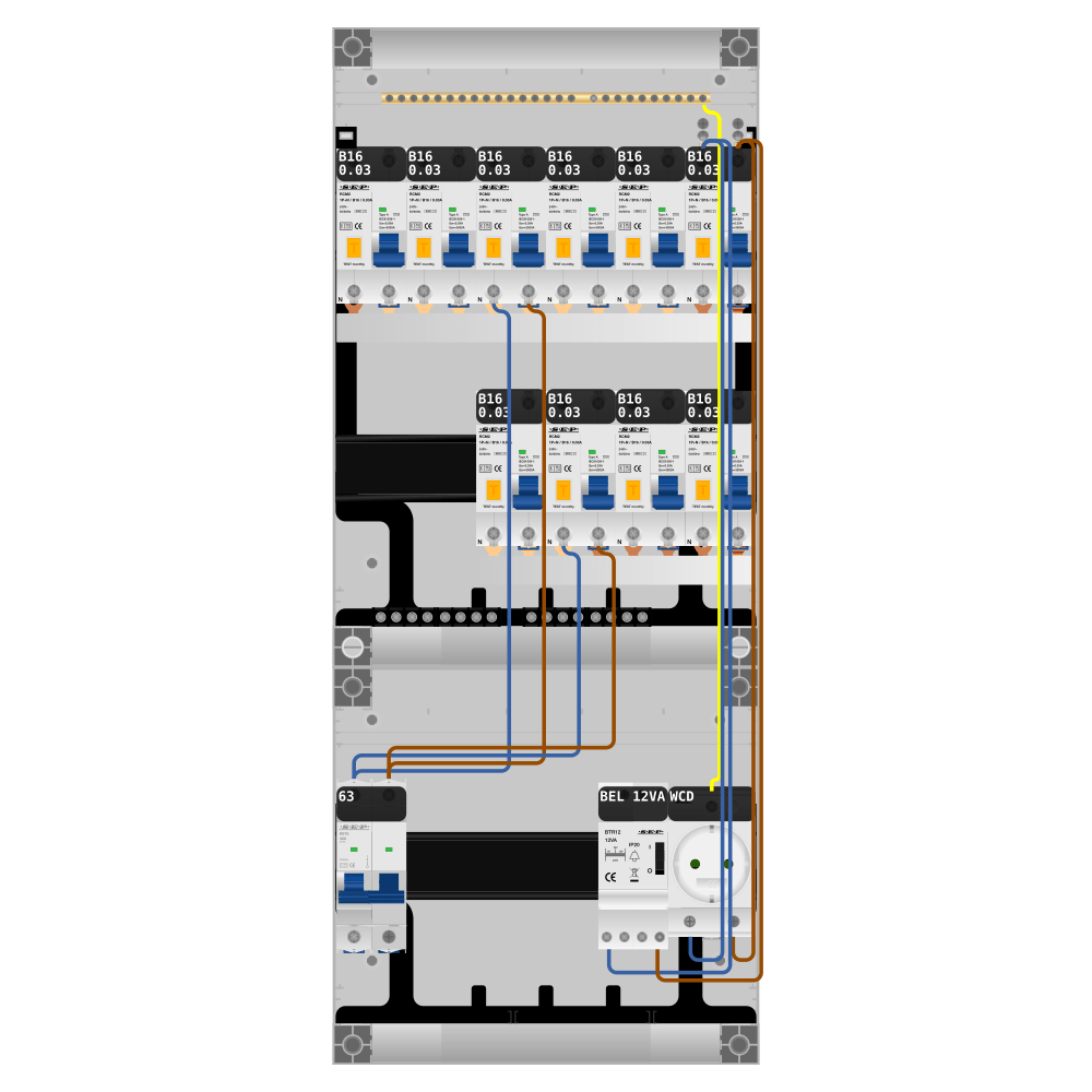 SEP Pro Groepenkast PV-ready 63A 1 fase 10 alamat + beltrafo + wcd