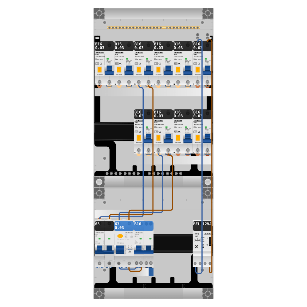 SEP Pro Groepenkast PV-ready 63A 1 fase 10 alamat + beltrafo + kookgroep