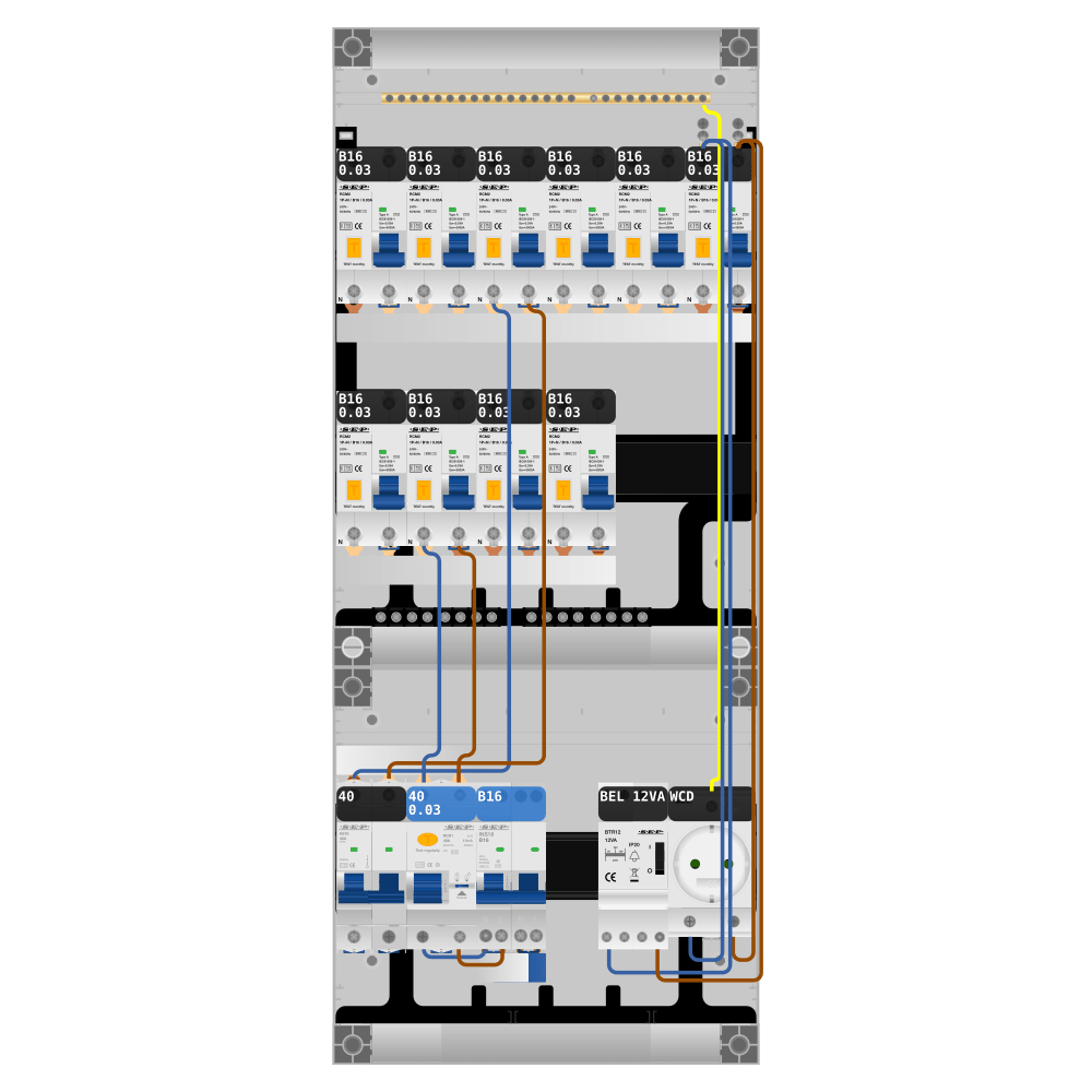 SEP Pro Groepenkast PV-ready 63A 1 fase 10 alamat + beltrafo + wcd + kookgroep