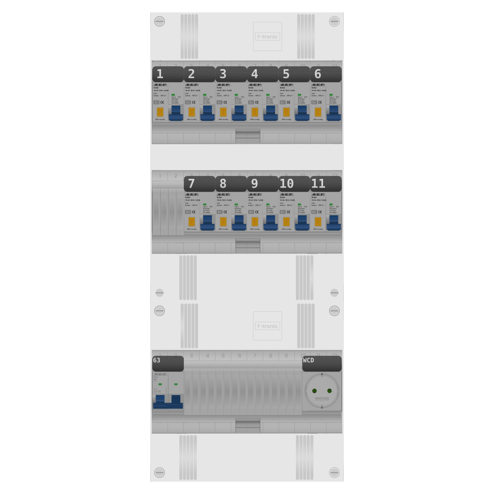 SEP Pro Groepenkast PV-ready 63A 1 fase 11 alamat + wcd