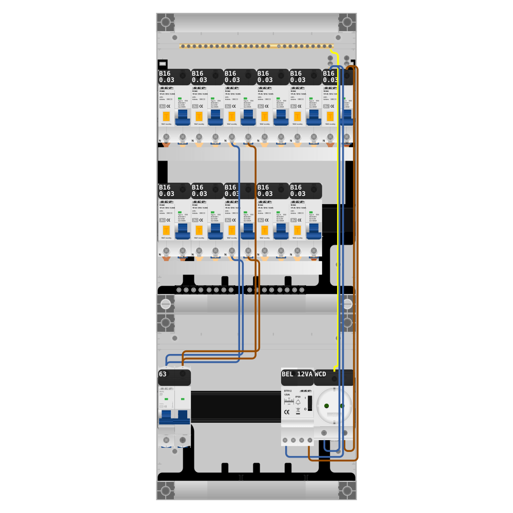 SEP Pro Groepenkast PV-ready 63A 1 fase 11 alamat + beltrafo + wcd