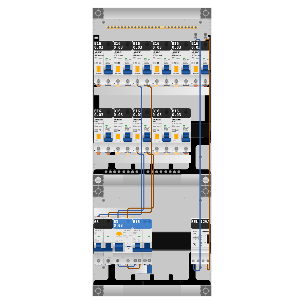 SEP Pro Groepenkast PV-ready 63A 1 fase 11 alamat + beltrafo + kookgroep