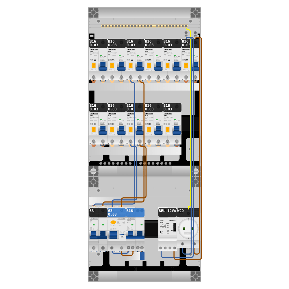 SEP Pro Groepenkast PV-ready 63A 1 fase 11 alamat + beltrafo + wcd + kookgroep