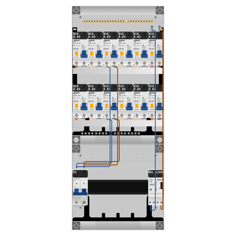 SEP Pro Groepenkast PV-ready 63A 1 fase 12 alamat + beltrafo