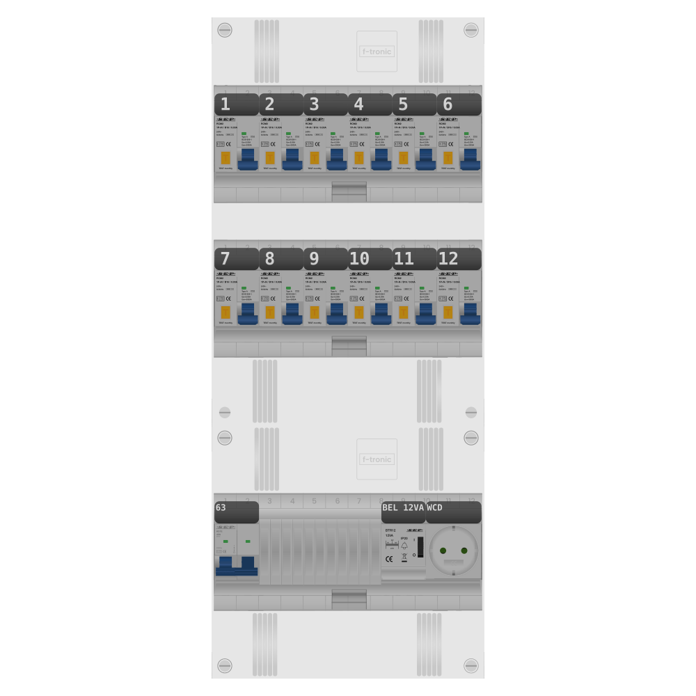 SEP Pro Groepenkast PV-ready 63A 1 fase 12 alamat + beltrafo + wcd