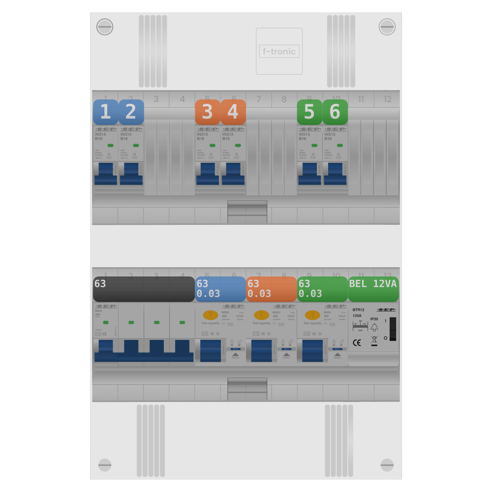 SEP Pro Groepenkast PV-ready 63A 3 fase 6 groepen + beltrafo
