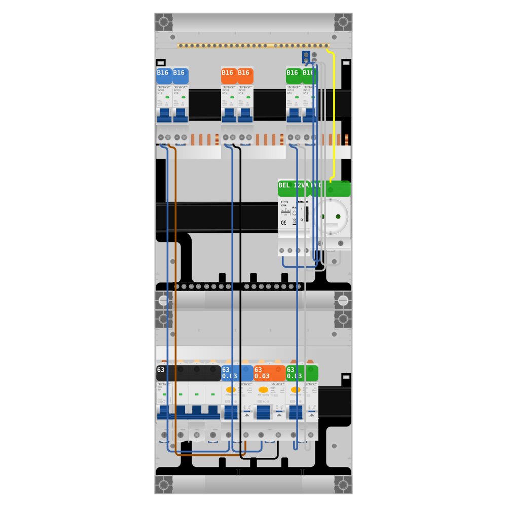 SEP Pro Groepenkast PV-ready 63A 3 fase 6 groepen + beltrafo + wcd