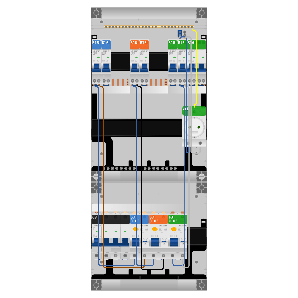 SEP Pro Groepenkast PV-ready 63A 3 fase 6 groepen + wcd + kookgroep