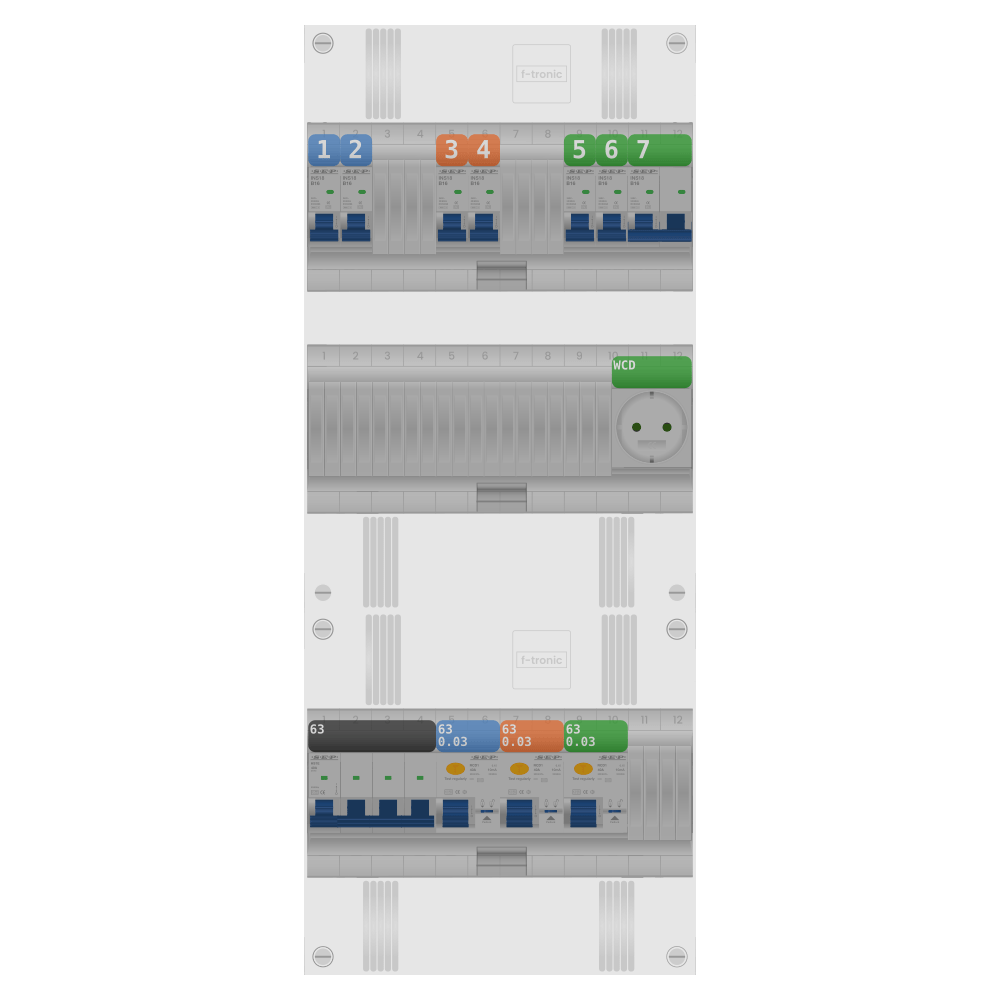 SEP Pro Groepenkast PV-ready 63A 3 fase 6 groepen + wcd + kookgroep