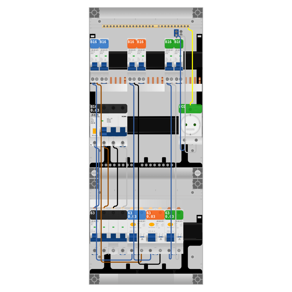 SEP Pro Groepenkast PV-ready 63A 3 fase 6 groepen + wcd + kracht
