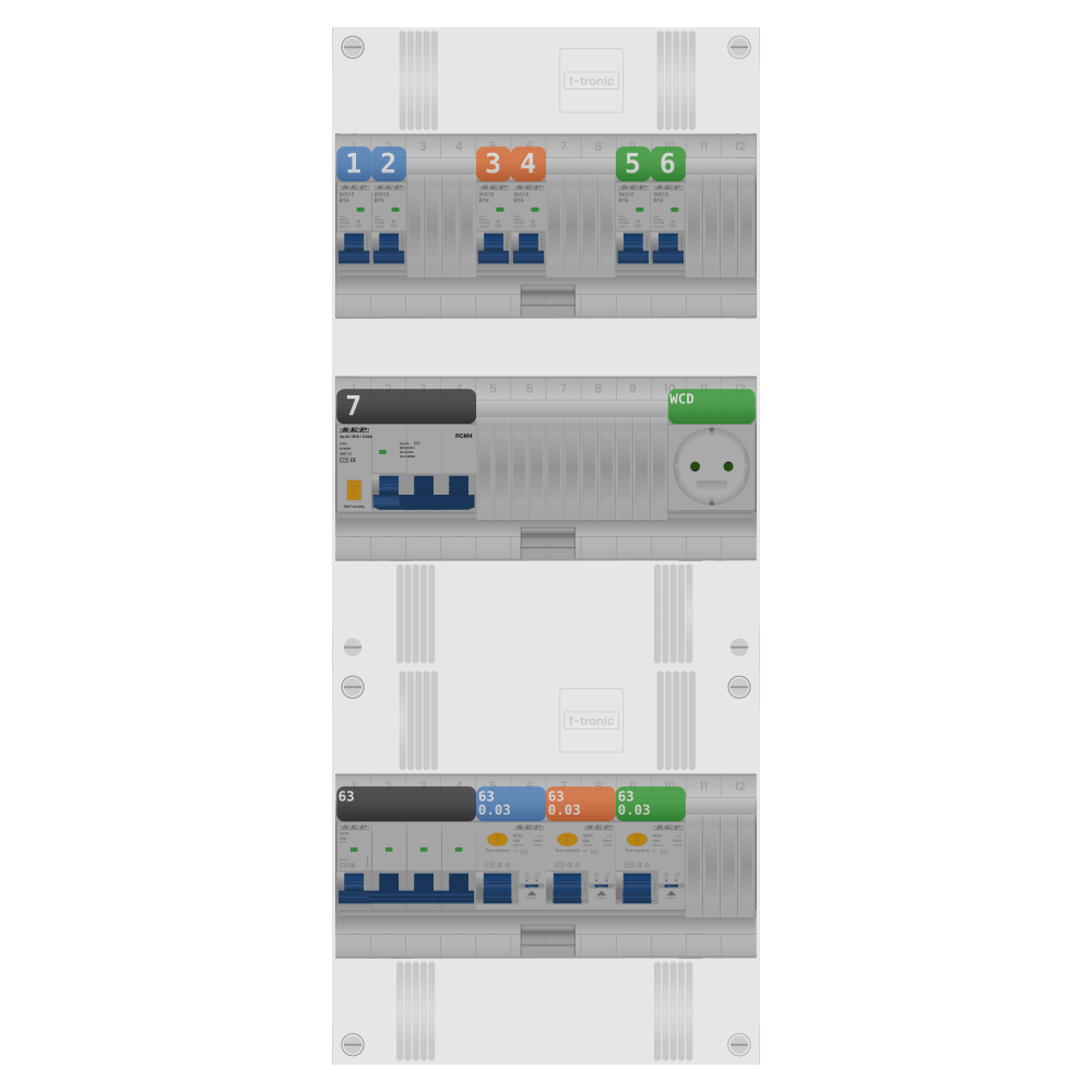 SEP Pro Groepenkast PV-ready 63A 3 fase 6 groepen + wcd + kracht
