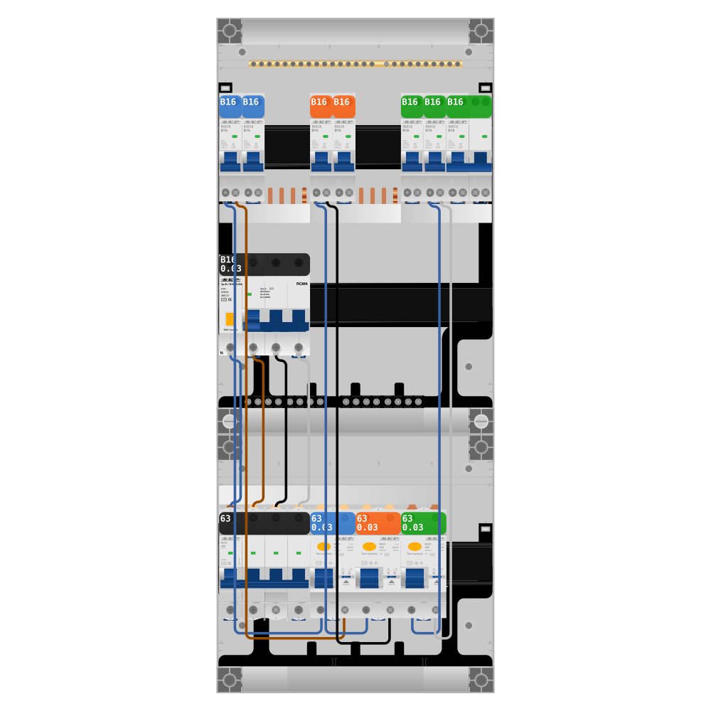 SEP Pro Groepenkast PV-ready 63A 3 fase 6 groepen + kookgroep + kracht