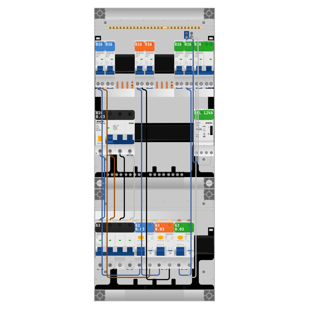 SEP Pro Groepenkast PV-ready 63A 3 fase 6 groepen + beltrafo + kookgroep + kracht