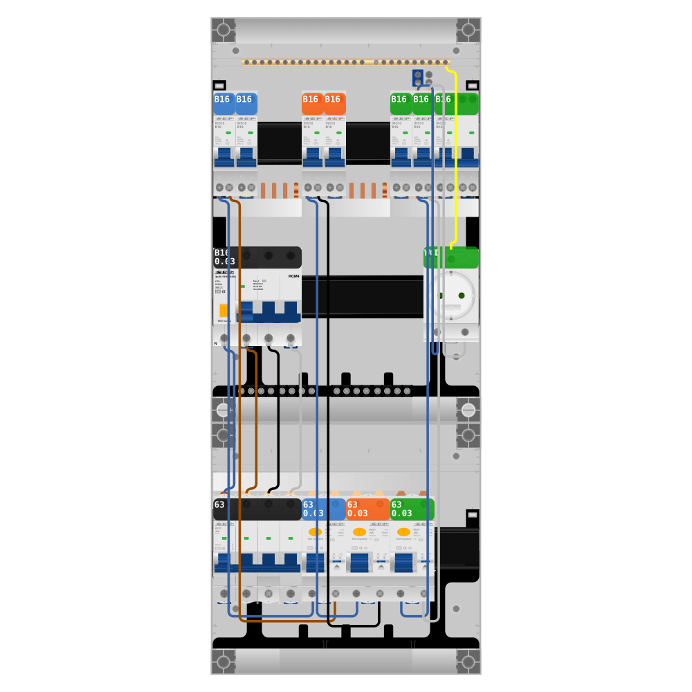 SEP Pro Groepenkast PV-ready 63A 3 fase 6 groepen + wcd + kookgroep + kracht