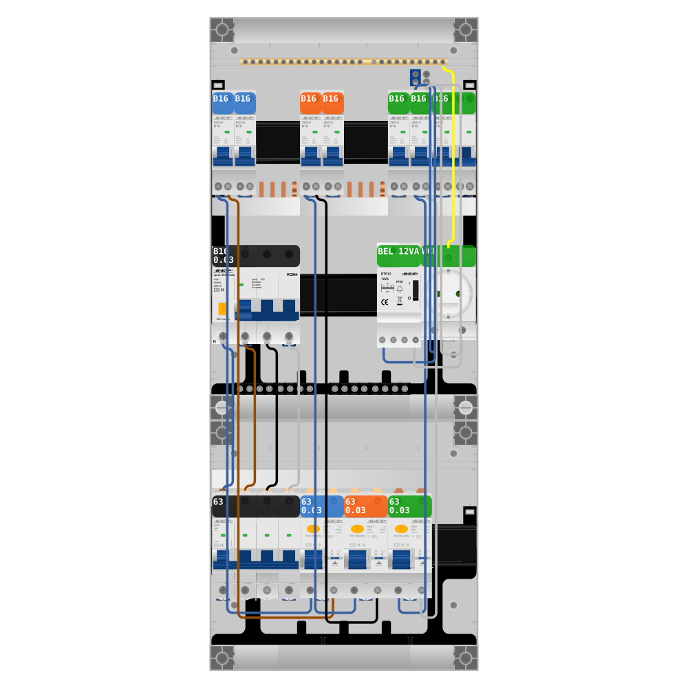 SEP Pro Groepenkast PV-ready 63A 3 fase 6 groepen + beltrafo + wcd + kookgroep + kracht
