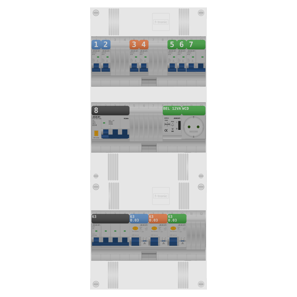 SEP Pro Groepenkast PV-ready 63A 3 fase 6 groepen + beltrafo + wcd + kookgroep + kracht