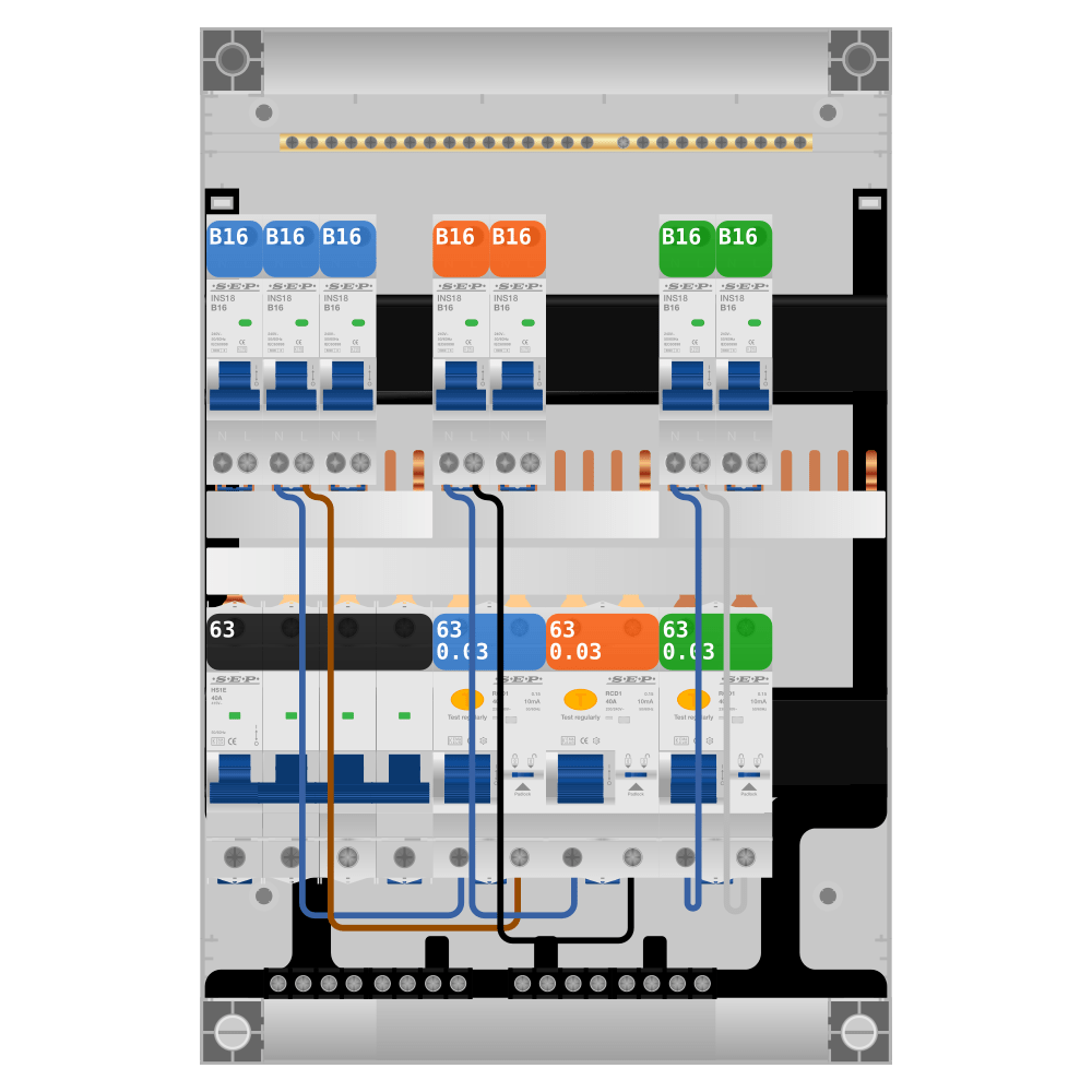 SEP Pro Groepenkast PV-ready 63A 3 fase 7 groepen