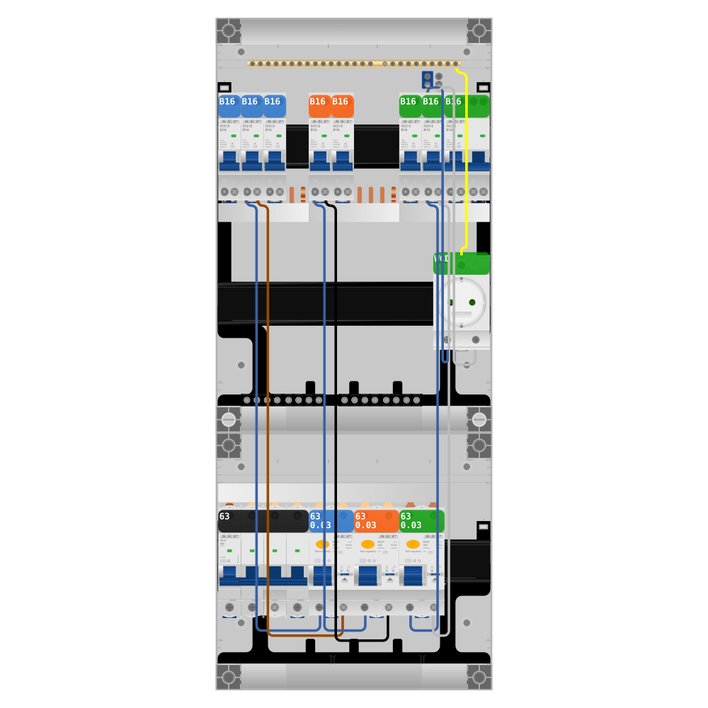 SEP Pro Groepenkast PV-ready 63A 3 fase 7 groepen + wcd + kookgroep
