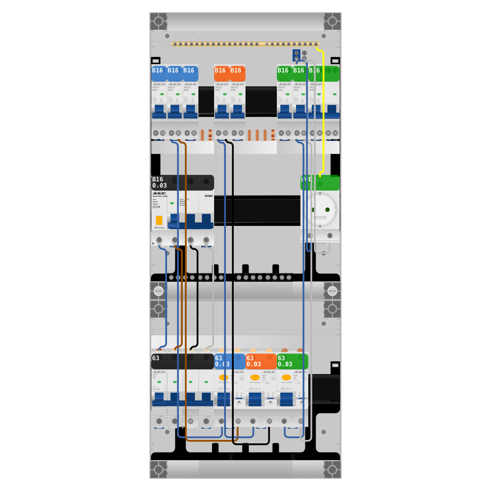 SEP Pro Groepenkast PV-ready 63A 3 fase 7 groepen + wcd + kookgroep + kracht