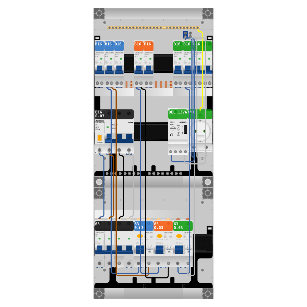 SEP Pro Groepenkast PV-ready 63A 3 fase 7 groepen + beltrafo + wcd + kookgroep + kracht