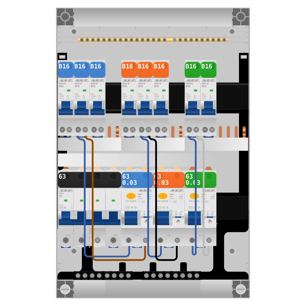 SEP Pro Groepenkast PV-ready 63A 3 fase 8 groepen