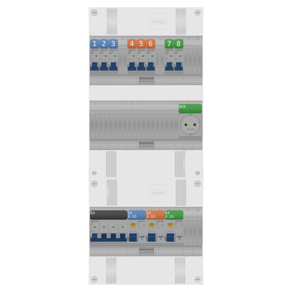 SEP Pro Groepenkast PV-ready 63A 3 fase 8 groepen + wcd