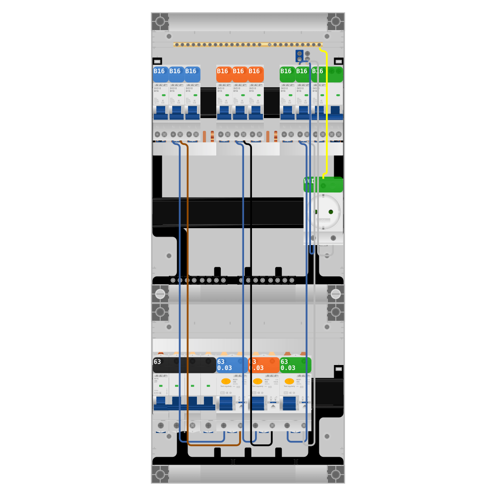 SEP Pro Groepenkast PV-ready 63A 3 fase 8 groepen + wcd + kookgroep