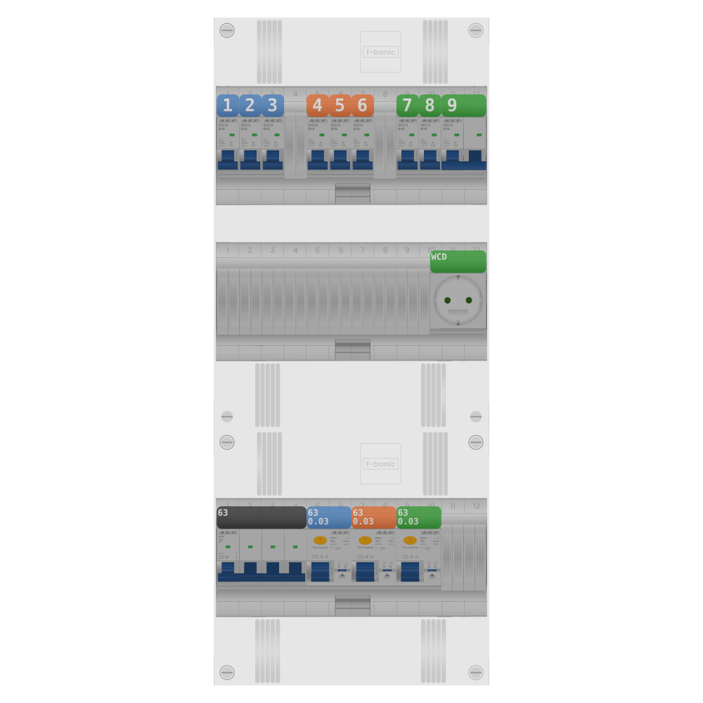 SEP Pro Groepenkast PV-ready 63A 3 fase 8 groepen + wcd + kookgroep
