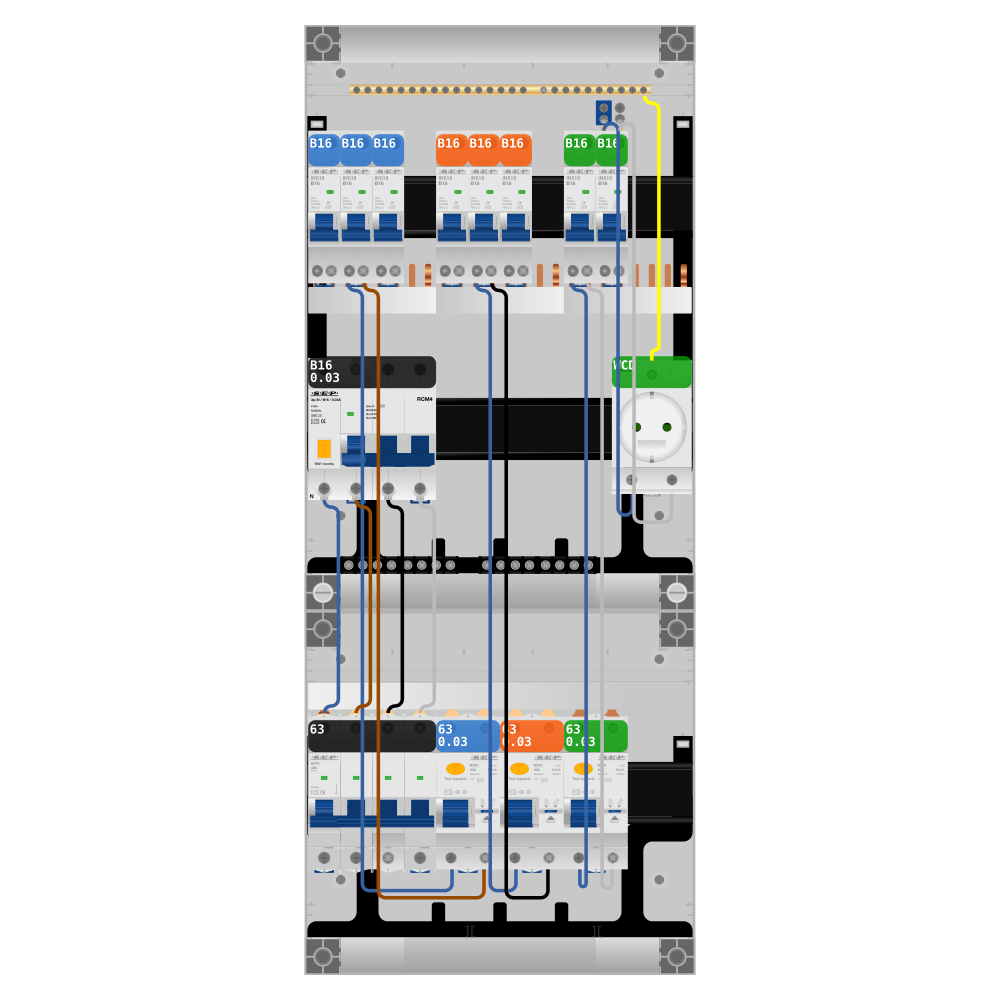 SEP Pro Groepenkast PV-ready 63A 3 fase 8 groepen + wcd + kracht