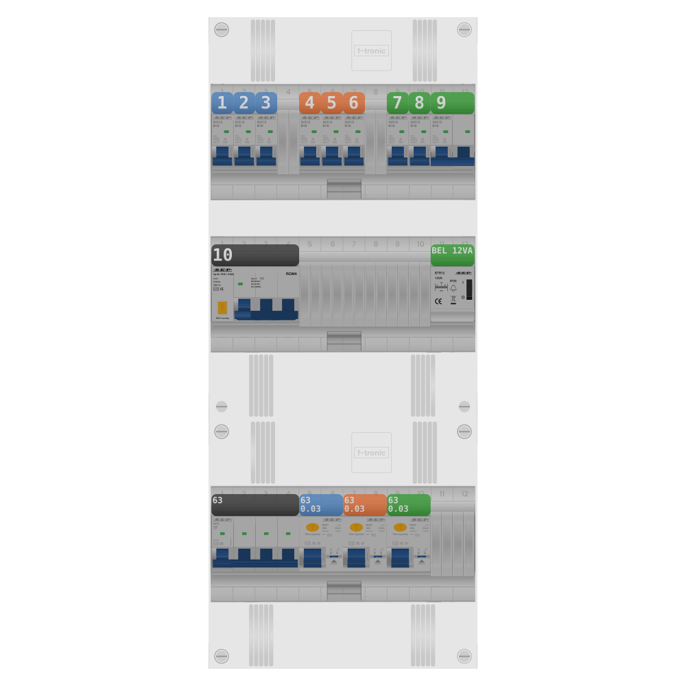 SEP Pro Groepenkast PV-ready 63A 3 fase 8 groepen + beltrafo + kookgroep + kracht