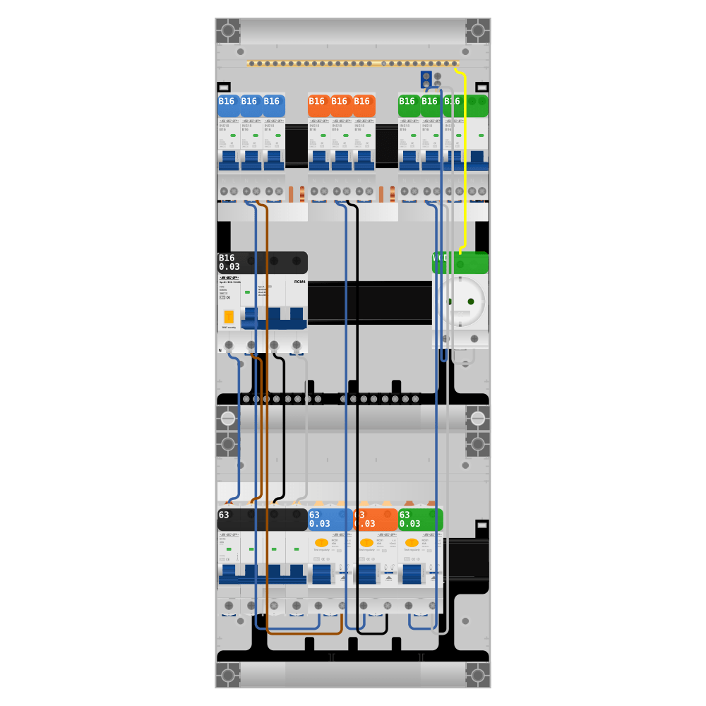 SEP Pro Groepenkast PV-ready 63A 3 fase 8 groepen + wcd + kookgroep + kracht