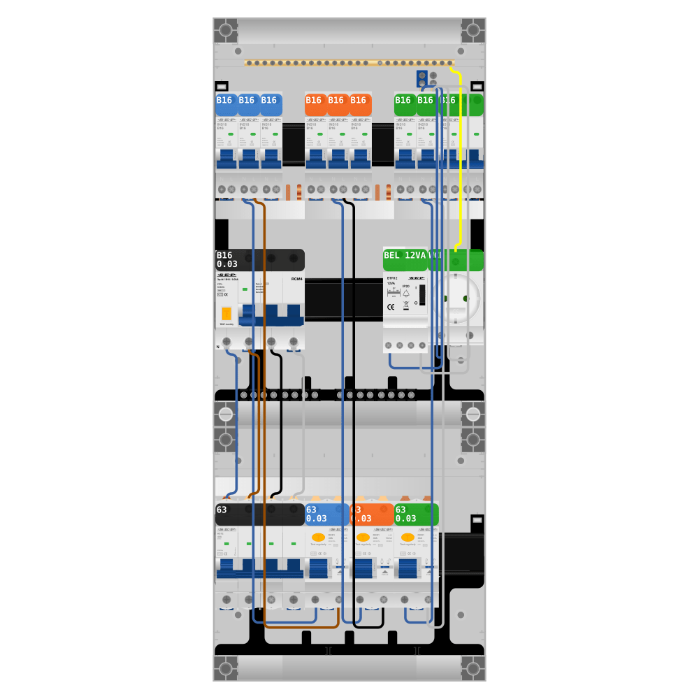 SEP Pro Groepenkast PV-ready 63A 3 fase 8 groepen + beltrafo + wcd + kookgroep + kracht