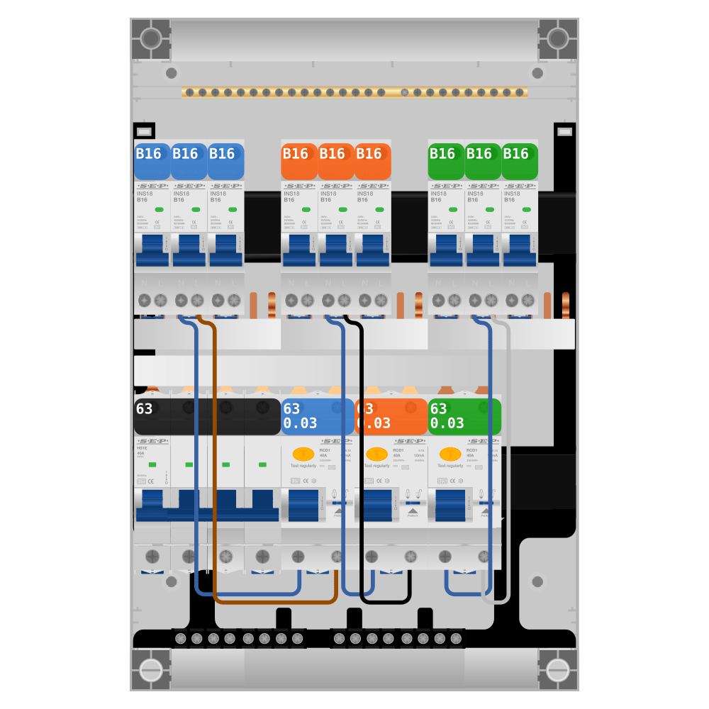 SEP Pro Groepenkast PV-ready 63A 3 fase 9 groepen