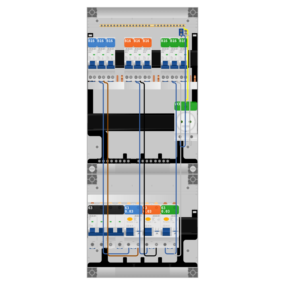 SEP Pro Groepenkast PV-ready 63A 3 fase 9 groepen + wcd
