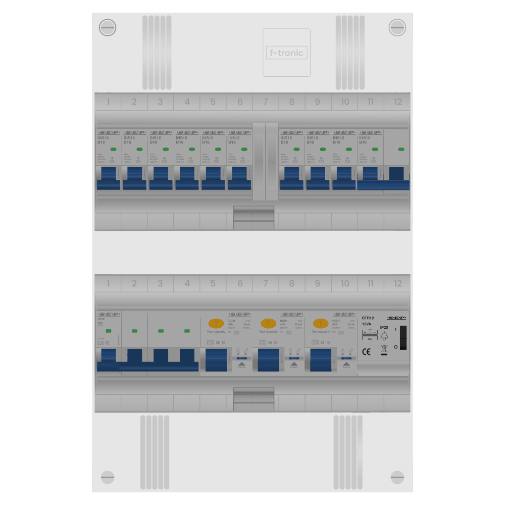 SEP Pro Groepenkast PV-ready 63A 3 fase 9 groepen + beltrafo + kookgroep