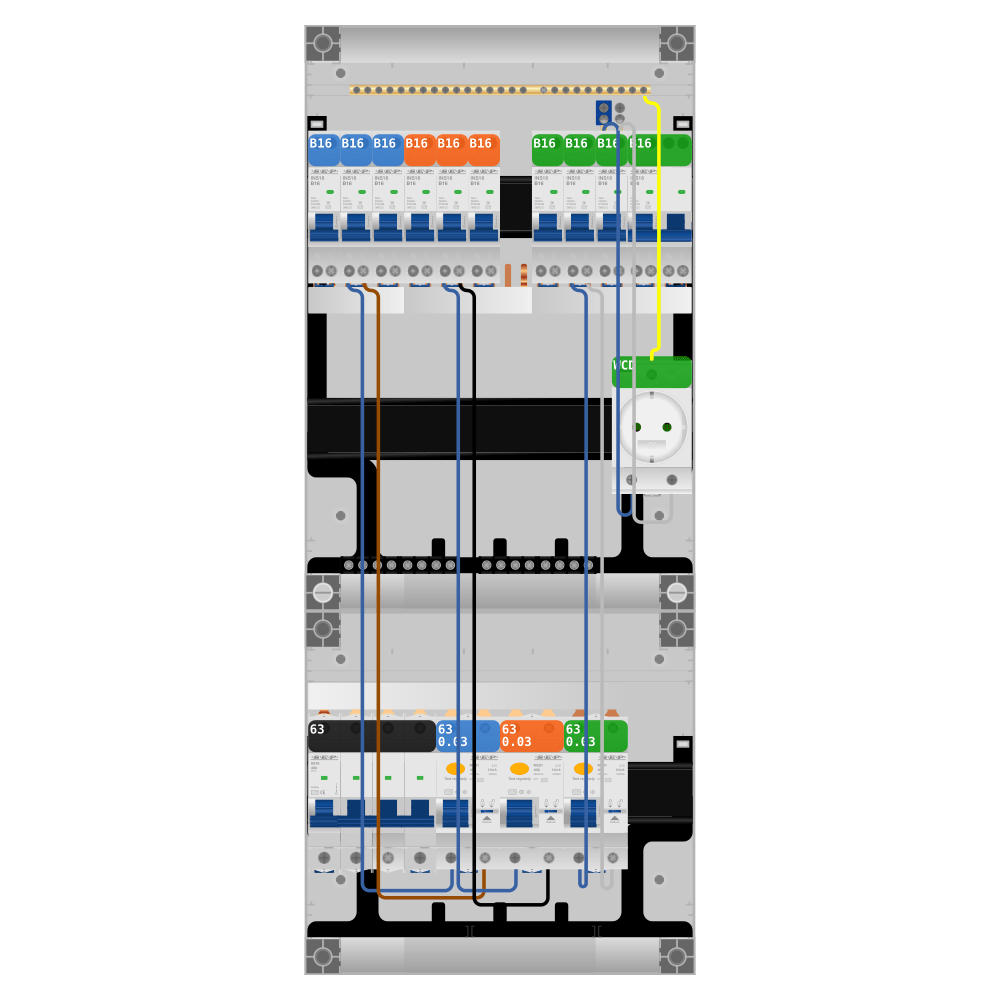 SEP Pro Groepenkast PV-ready 63A 3 fase 9 groepen + wcd + kookgroep