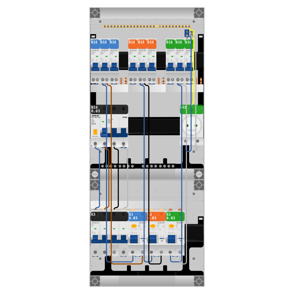 SEP Pro Groepenkast PV-ready 63A 3 fase 9 groepen + wcd + kracht