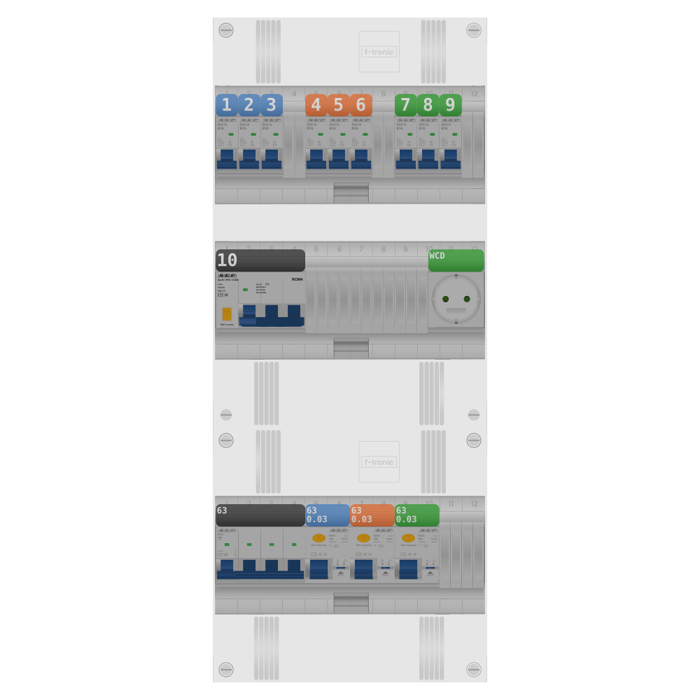 SEP Pro Groepenkast PV-ready 63A 3 fase 9 groepen + wcd + kracht