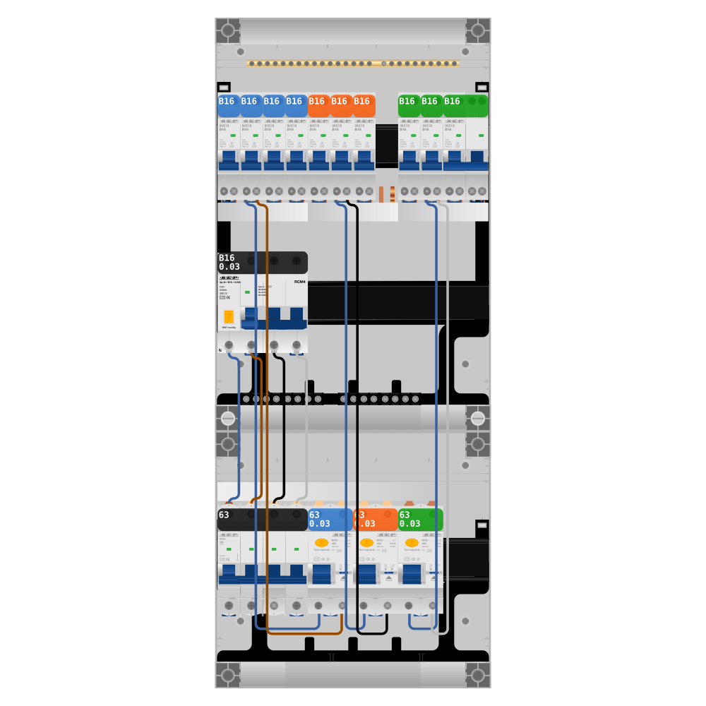 SEP Pro Groepenkast PV-ready 63A 3 fase 9 groepen + kookgroep + kracht