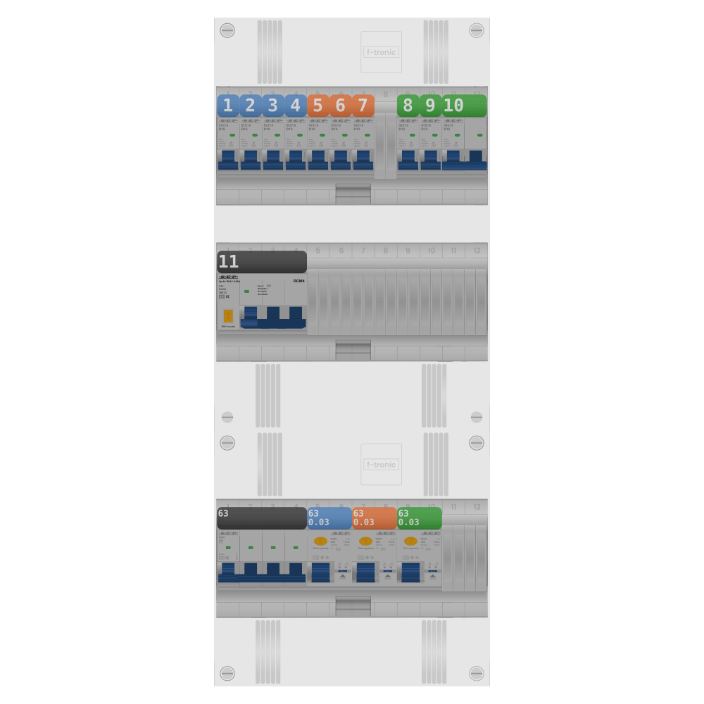 SEP Pro Groepenkast PV-ready 63A 3 fase 9 groepen + kookgroep + kracht