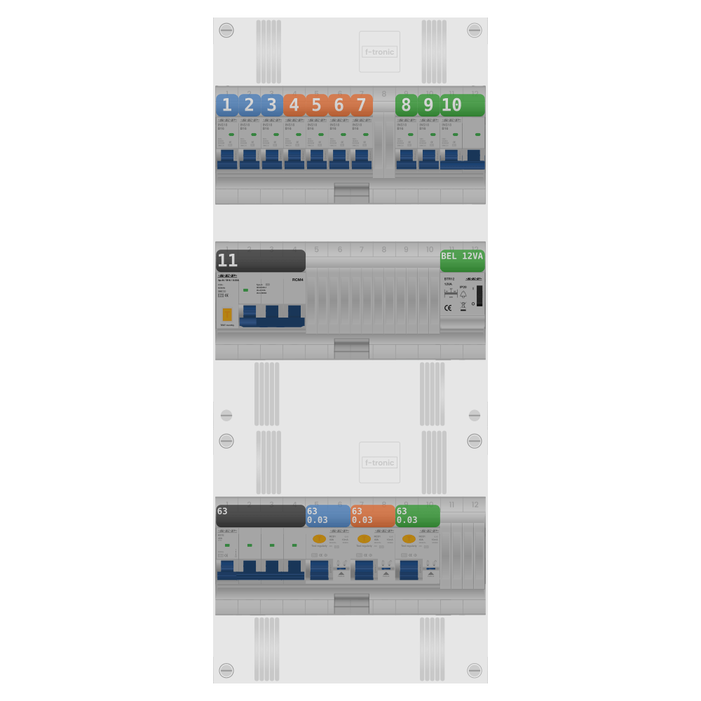 SEP Pro Groepenkast PV-ready 63A 3 fase 9 groepen + beltrafo + kookgroep + kracht